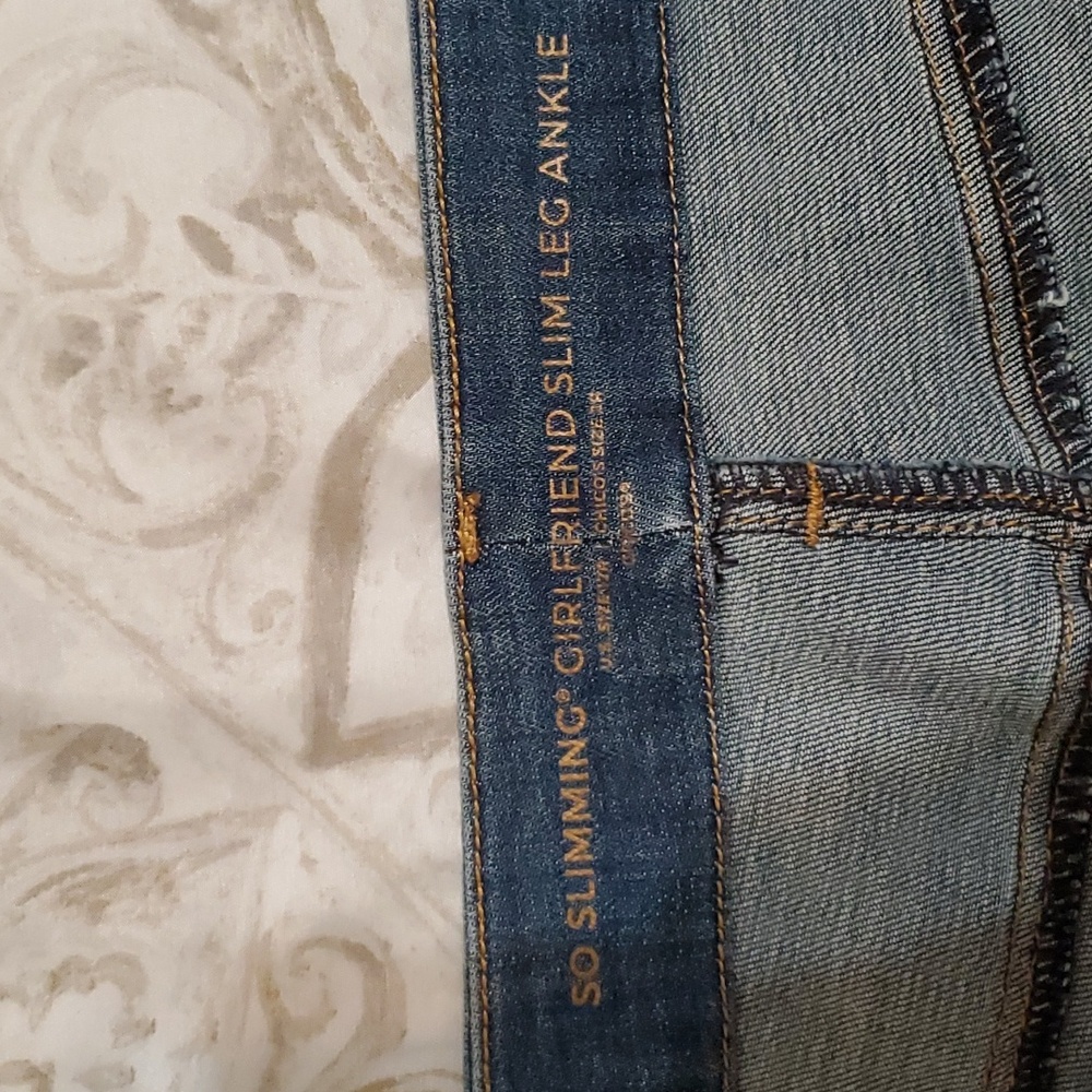 Chico's So Slimming Girlfriend Slim Leg Ankle Animal Print Trim Size 12R Jeans - Picture 7 of 14